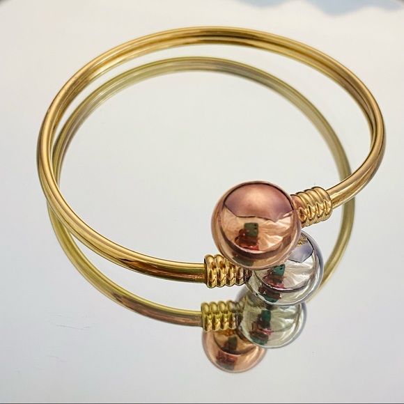 Three Tone open Cuff Bangle - Picture 8 of 8